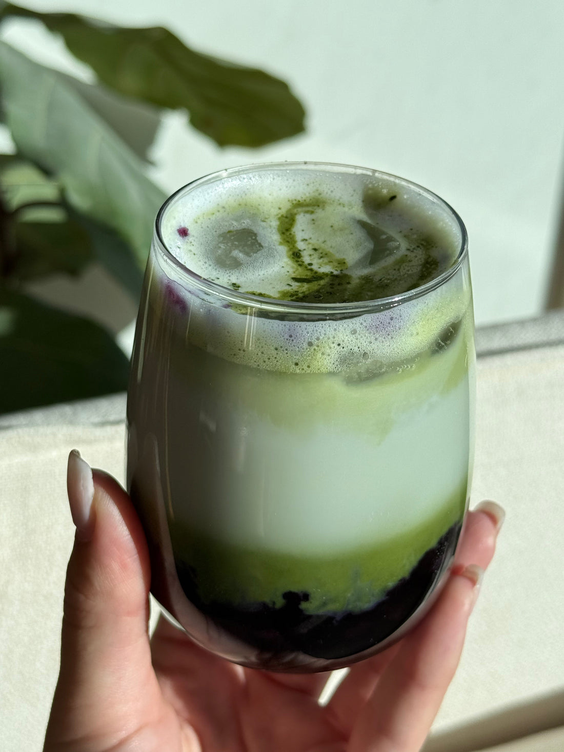 Iced Blueberry Matcha with Hormone Elixir