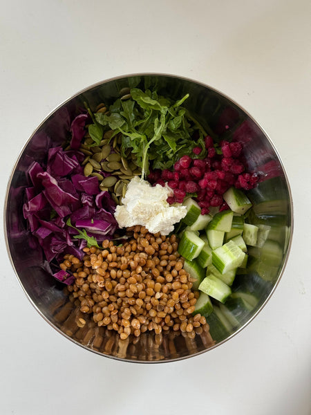 Hormone Reset Salad with Pomegranate, Lentils & Fertile You Hormone Elixir